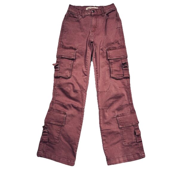 Love Trends Cargo Pants 3 (24x28.5) Weathered Purple Burgundy Stretch Juniors - Picture 1 of 7